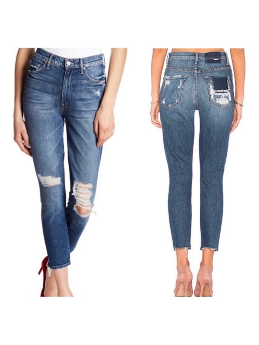 Mother Swooner Crop Jeans in Your Treat or Mine Wash Distressed 30